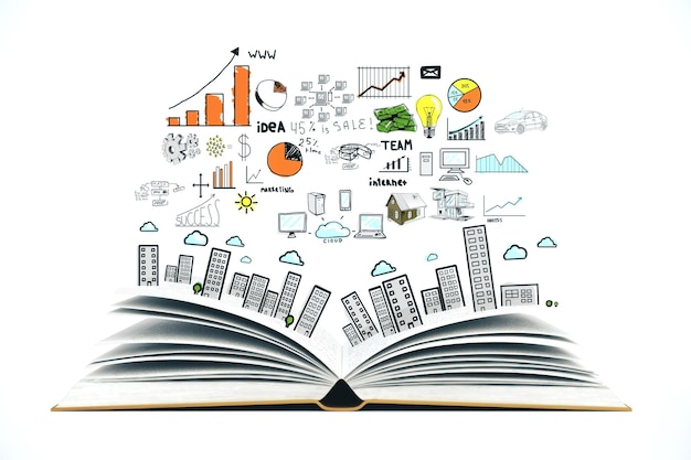 Libro con plan de negocios de dibujo