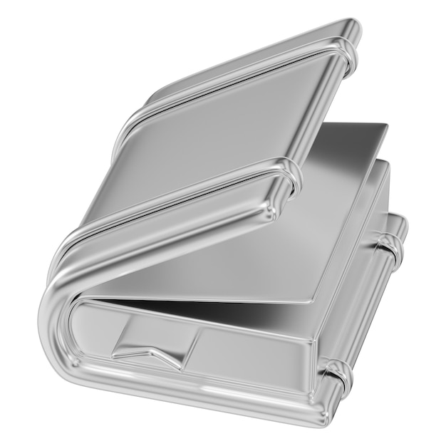 Libro plateado png elemento educativo 3D fondo transparente