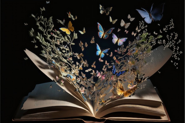 Un libro del que salen mariposas