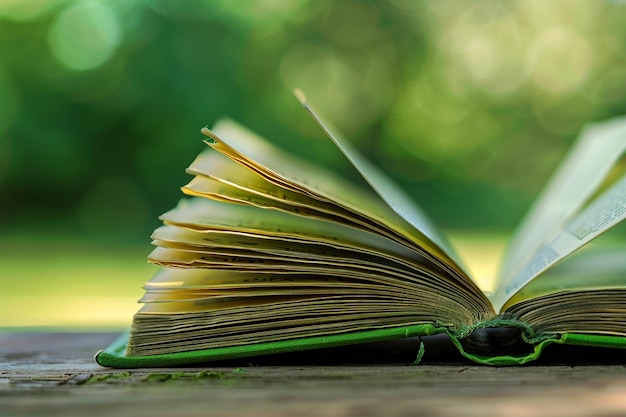 Foto libro de recortes en blanco en el fondo verde de la naturaleza