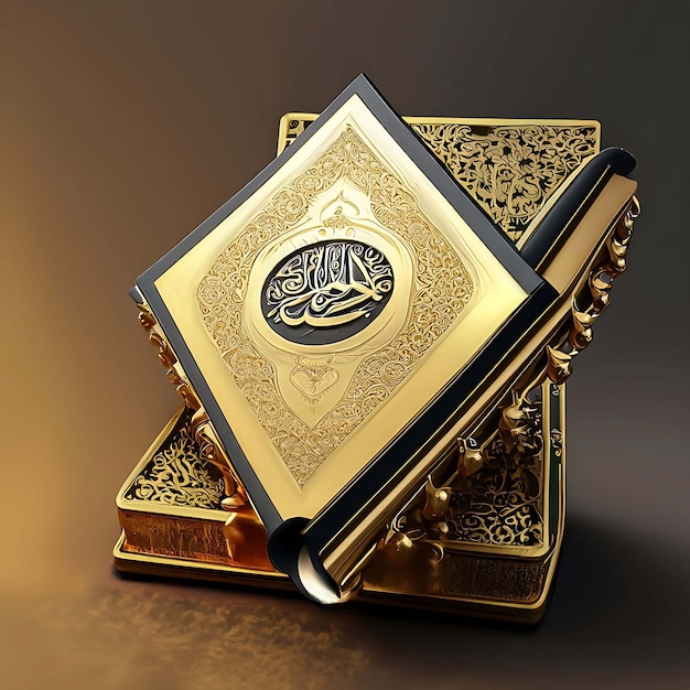 Libro sagrado de QuranMuslim colocado en steampunk