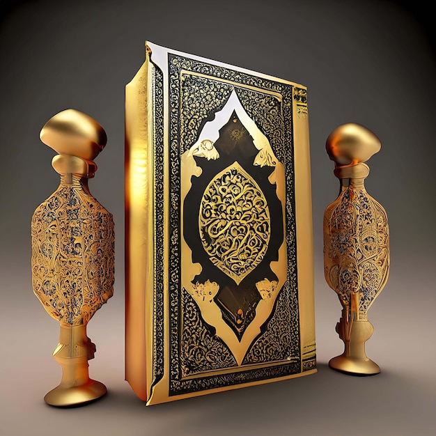 Libro sagrado de QuranMuslim colocado en steampunk