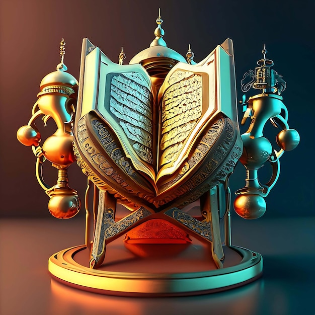 Libro sagrado de QuranMuslim colocado en steampunk
