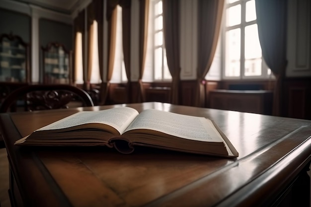 Un libro sobre una mesa con un libro encima.