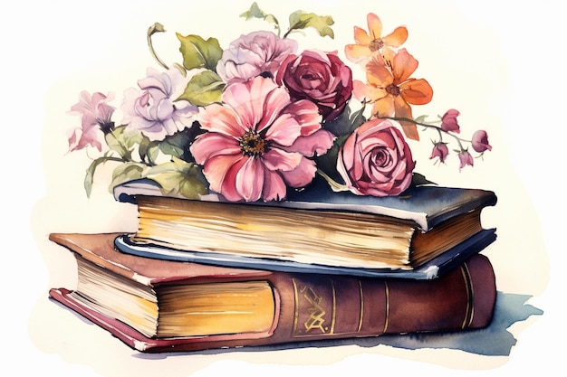 libros de acuarela con flores