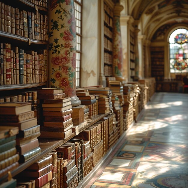 Foto libros antiguos encuadernados en cuero