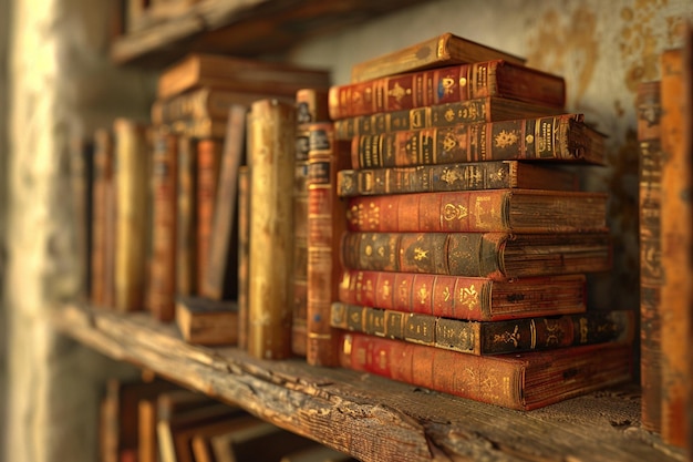 Libros antiguos en un estante