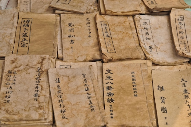 Libros antiguos del manuscrito de la sabiduría china