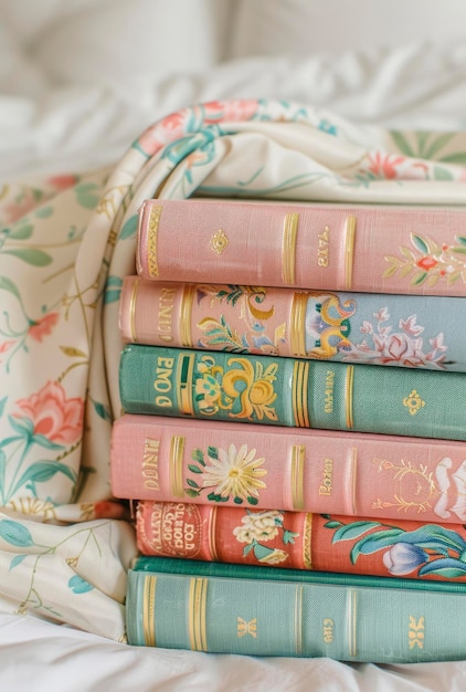libros clásicos de tapa dura con hermosas cubiertas pastel