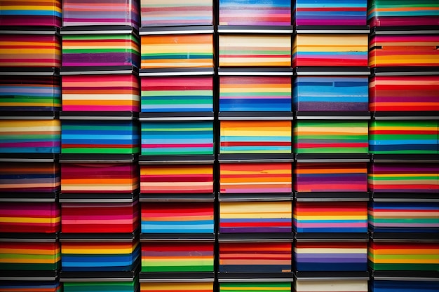 Libros de colores en un estante en una librería o biblioteca