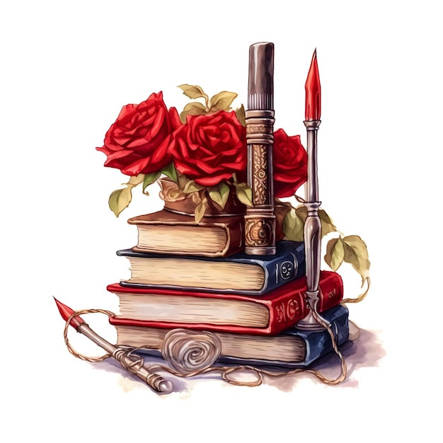 Libros con decoración de rosas