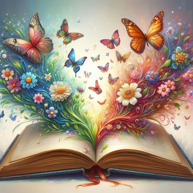 libros y flores