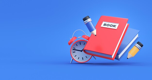 libros con fondo azul renderizado en 3D