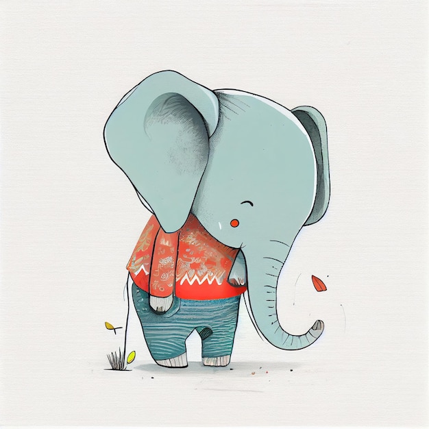 Libros infantiles ilustración animal elefante lindo niños ilustración sala impresiones de pared