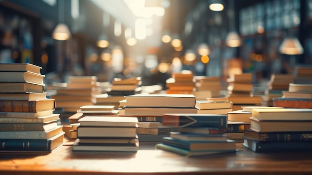 Libros en una librería o biblioteca