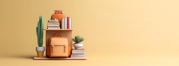 Libros y mochila Concepto de regreso a la escuela AI generado