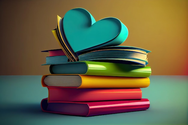 Libros y páginas en forma de corazón Generativo Ai