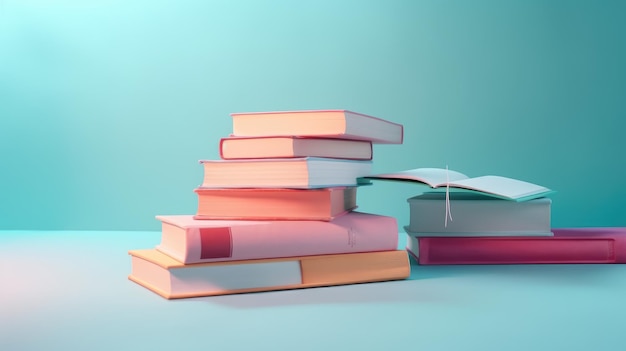 Libros sobre fondo colorido mínimo