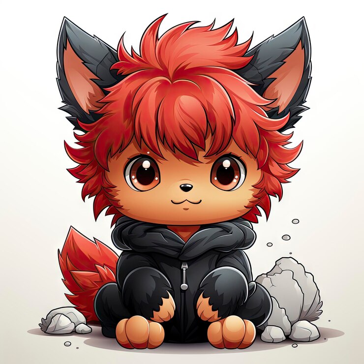 Foto licantropo bebê kawaii em fundo branco