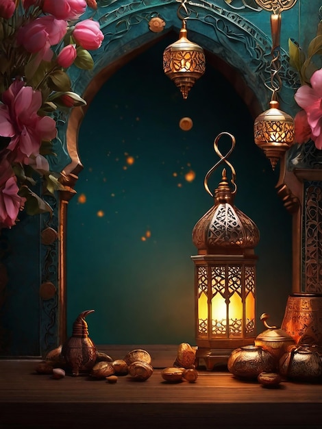 Foto lichtlaterne als konzept für den ramadan