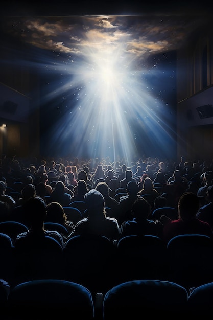 Foto lichtstrahlen in einem überfüllten kino