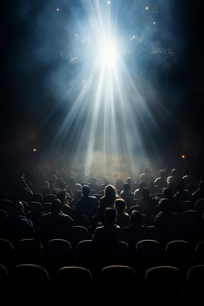 Foto lichtstrahlen in einem überfüllten kino