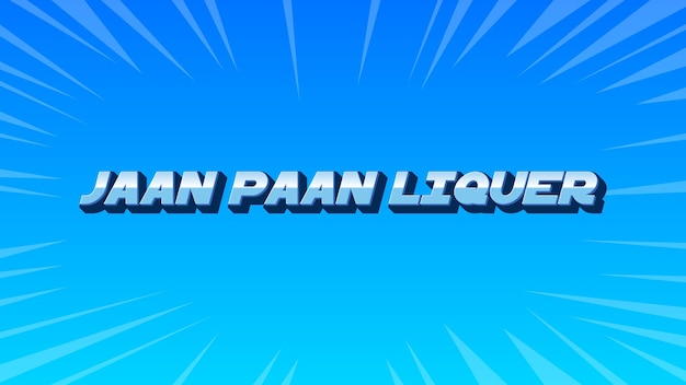 El licor de Jaan Paan 3D de texto azul