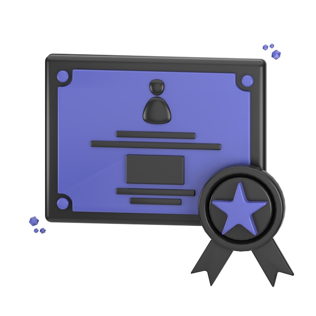 licuadora 3d icono certificado digital renderizado