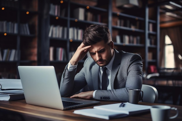 Lidando com a dor de cabeça causada pelo estresse durante a multitarefa em um escritório movimentado IA generativa