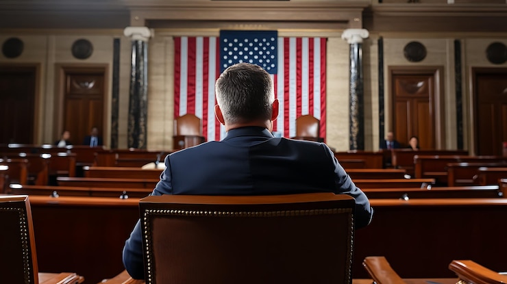 Foto el líder cívico da un inspirador discurso en el día de la constitución con estilo motivacional