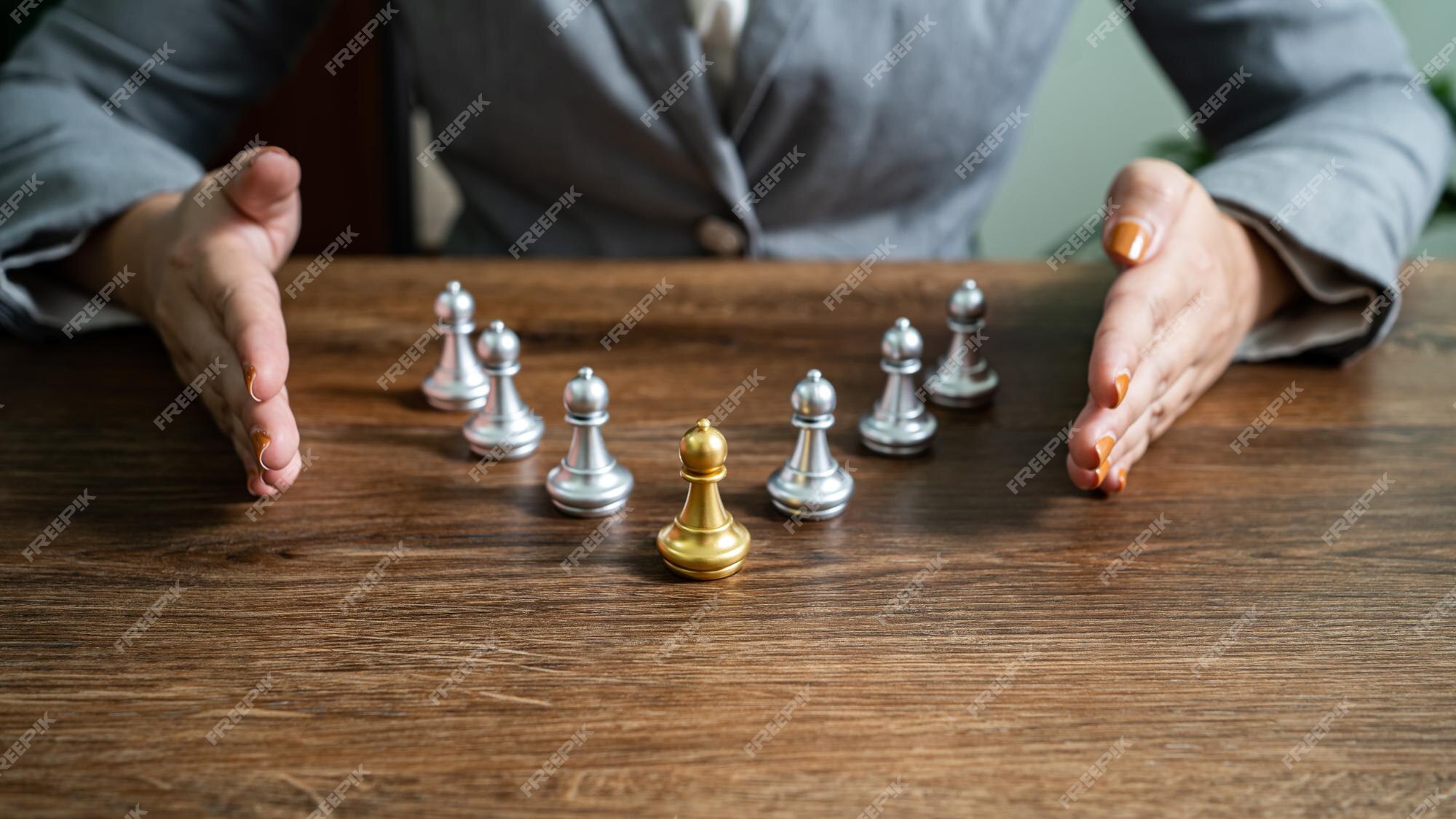 Fundo Líder Sucesso Conceito Rainha Xadrez Figura Como Símbolo De