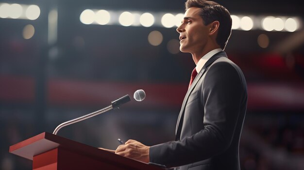 Un líder político dando un discurso