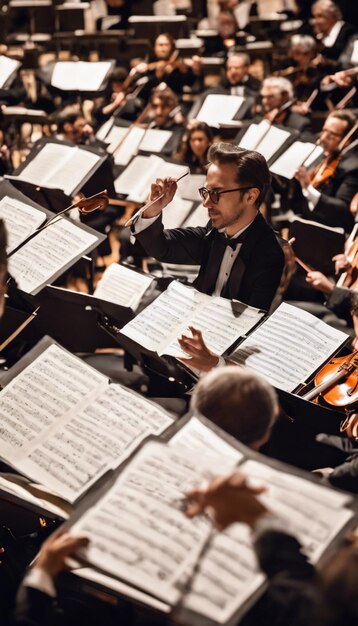 Foto liderança harmoniosa a maestria artística da direção de orquestra