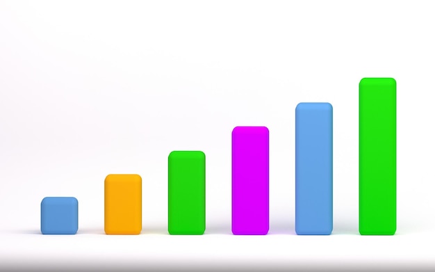 Liderança para o conceito de solução criativa de nova ideia bem-sucedida em renderização 3D no gráfico de investimento 3d de fundo branco