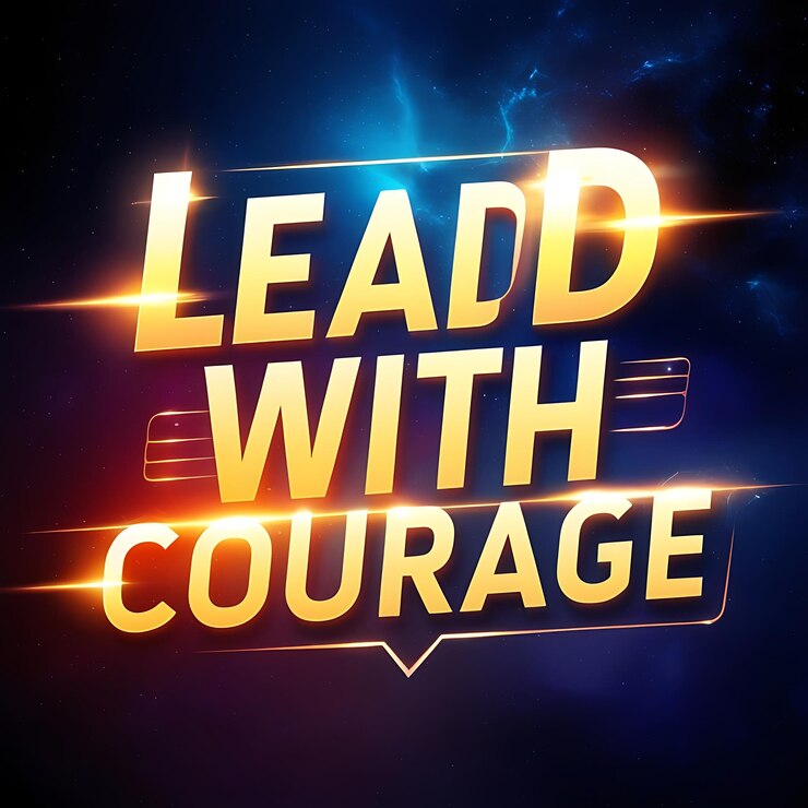 Foto liderar con coraje un cartel motivador