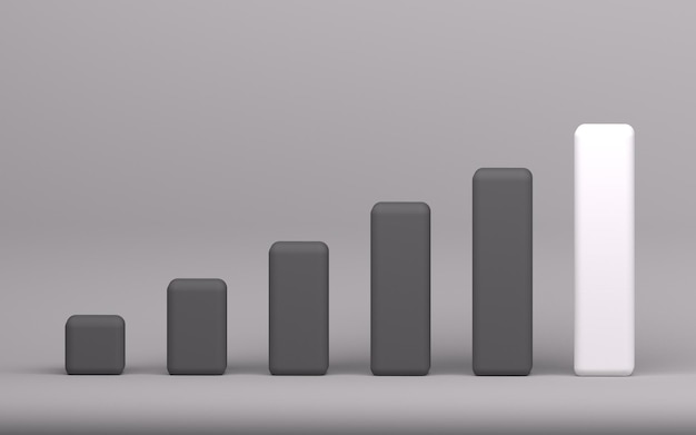 Liderazgo para una nueva idea exitosa Concepto mejor opción para el éxito 3D Render sobre fondo blanco Gráfico de inversión 3d