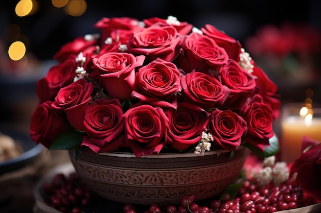 Liebe blüht inmitten des Karnevals mit strahlenden roten Rosen Valentinstag und Liebesantrag Bild
