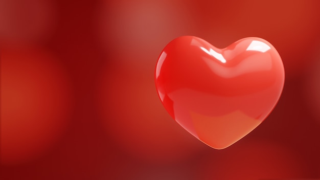 Liebe Herz rote Bokeh Lichter. 3D-Illustration