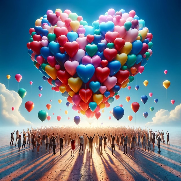 Liebe mit Herzballons feiern