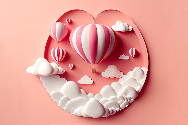 Liebe Valentinstag 14. Februar Scherenschnitt-Stil 3D ai generierte Kunst
