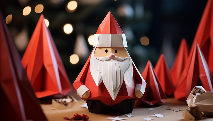 Foto liebe weihnachtsmann und weihnachts-origami