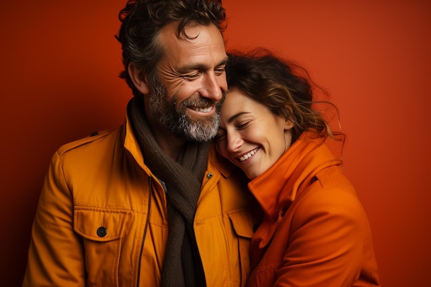 Liebender Mann vermittelt Zuneigung und Wärme in einem orangefarbenen Hintergrund Generative KI