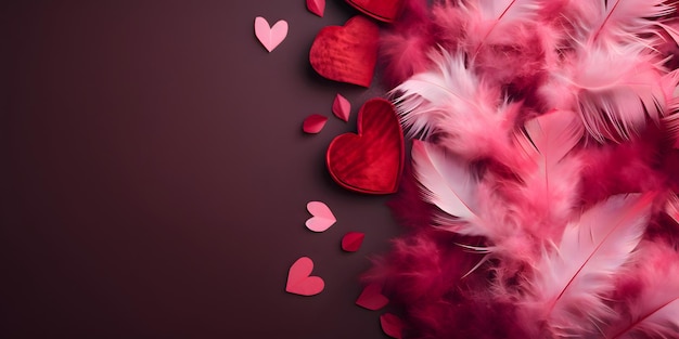 Liebesbanner für den Valentinstag mit rosa und roten Herzen