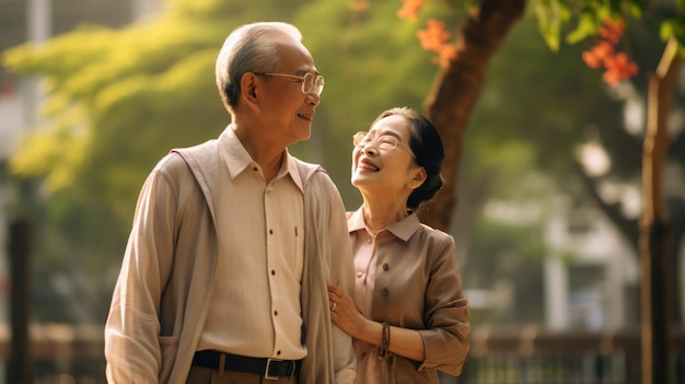 Liebesmoment eines thailändischen älteren Paares