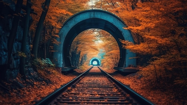 Liebestunnel im Herbst KI-generiertes Bild