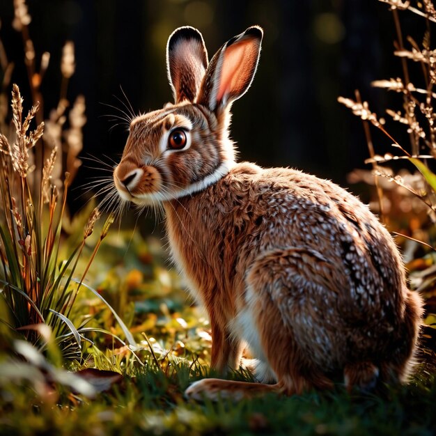 Foto la liebre es un animal silvestre que vive en la naturaleza y forma parte del ecosistema.