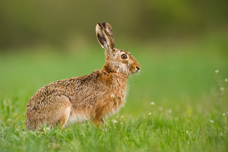 Foto liebre europea en primavera naturaleza