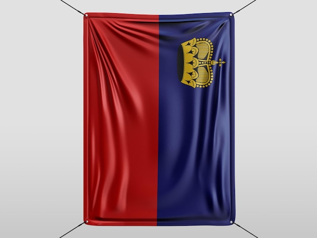 Liechtenstein de 3D Render bandera aislado y fondo blanco.