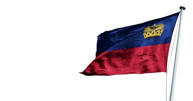 liechtenstein winkende 3d-renderflagge auf weißem hintergrund. - Bild