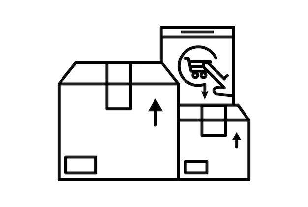 Foto lieferung im telefon-e-commerce-symbol, flaches einkaufssymbol, online-shop, schwarzes schild-kunstwerk